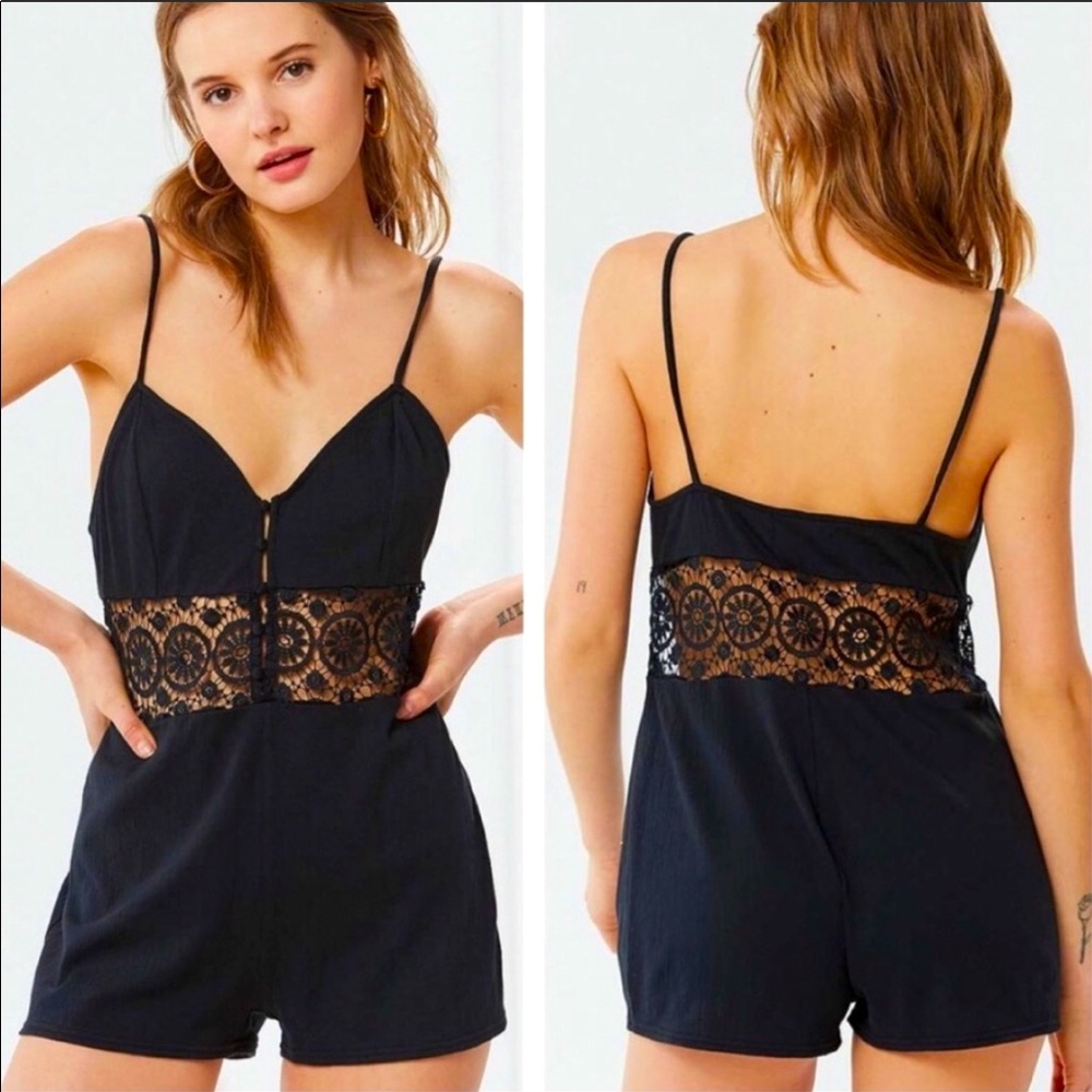 Urban Outfitters Black Eyelet Cutout Romper